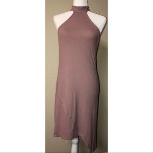 midi halter neck bodycon sleeveless dress